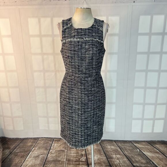 J crew sleeveless tweed sheath dress with fringe accents size 6 - Picture 1 of 10